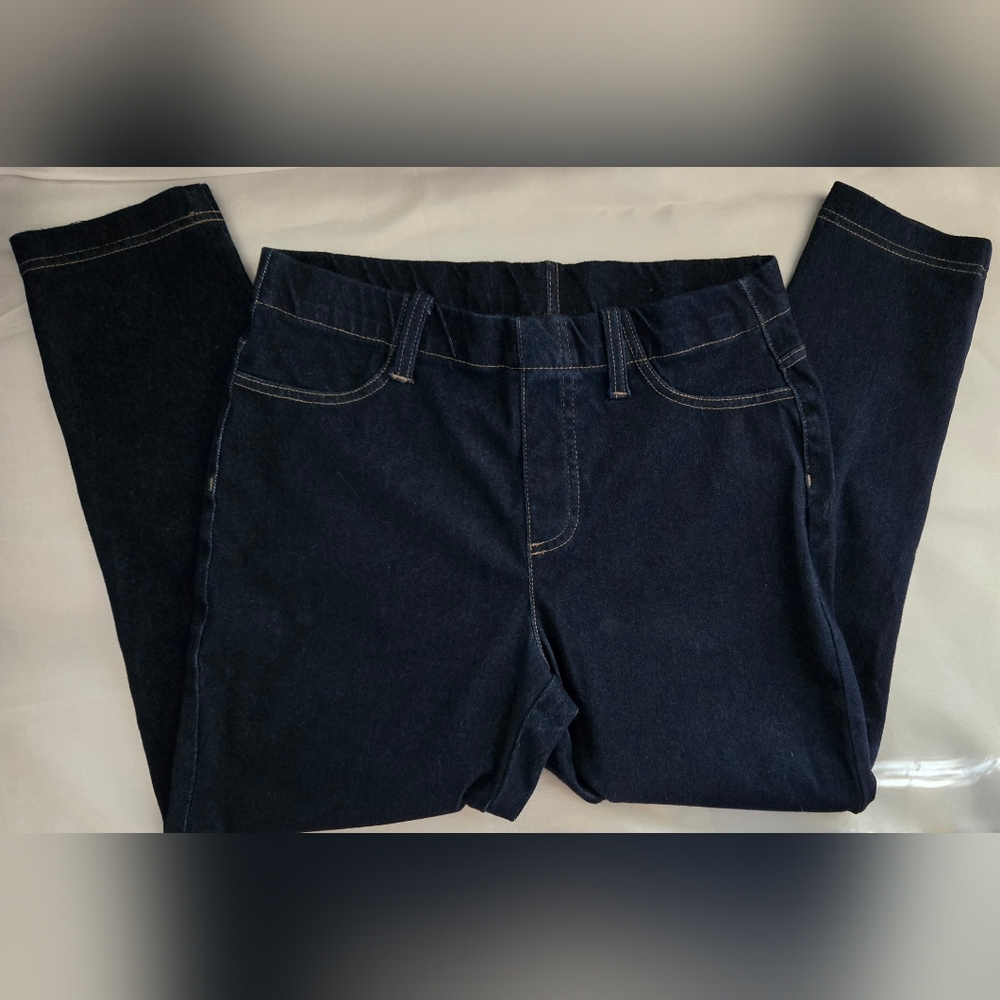 Ladies Serra Pullon Jeans Cropped Stretch Size Medium Euc Dark Wash Mid Rise
